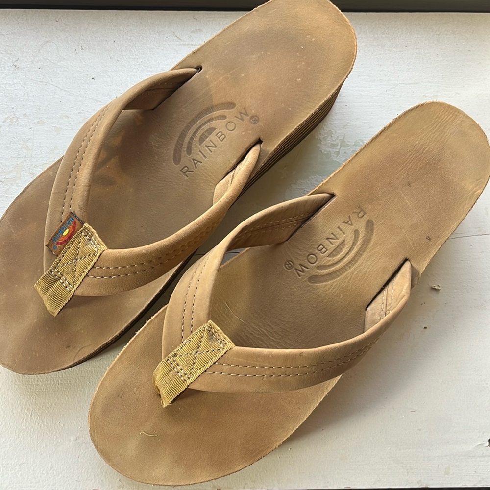 Rainbow, 6 layer wedge sandal, Dark brown, 8.5